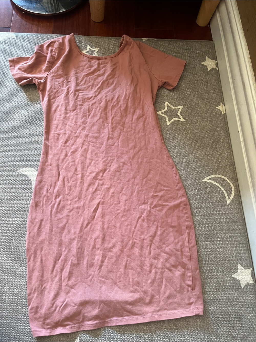 Heart Hips Rose-Mauve Scoop Neck Midi Tee Dress medium Preloved